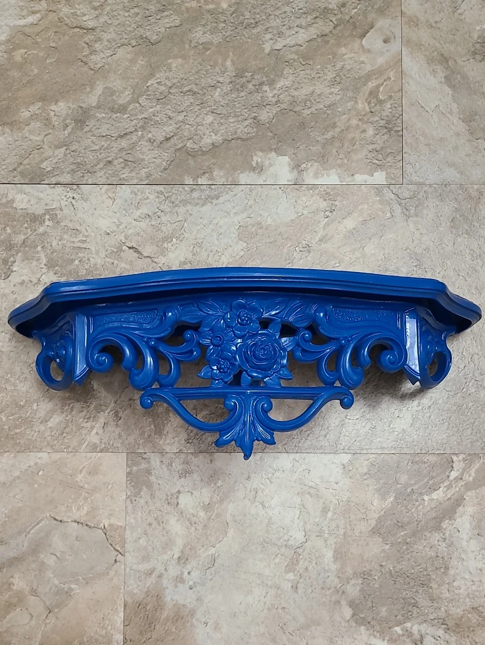 Vintage 1969 Dart Industries Wall Shelf 3025 Blue Floral Rococo Baroque Ornate